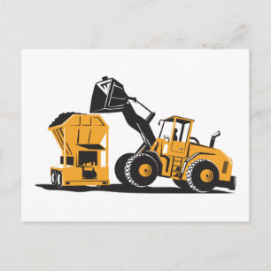 Postal Retro De Excavador Del Cargador De Entrada Delante