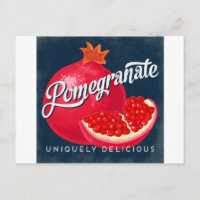 Retro de la etiqueta de la fruta cosecha de pomegr