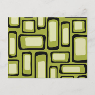 Postal Retro de mediados de siglo verde rejilla rectangul