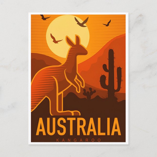 Postal retro de viaje vintage Australia Kangaroo Australi (Anverso)