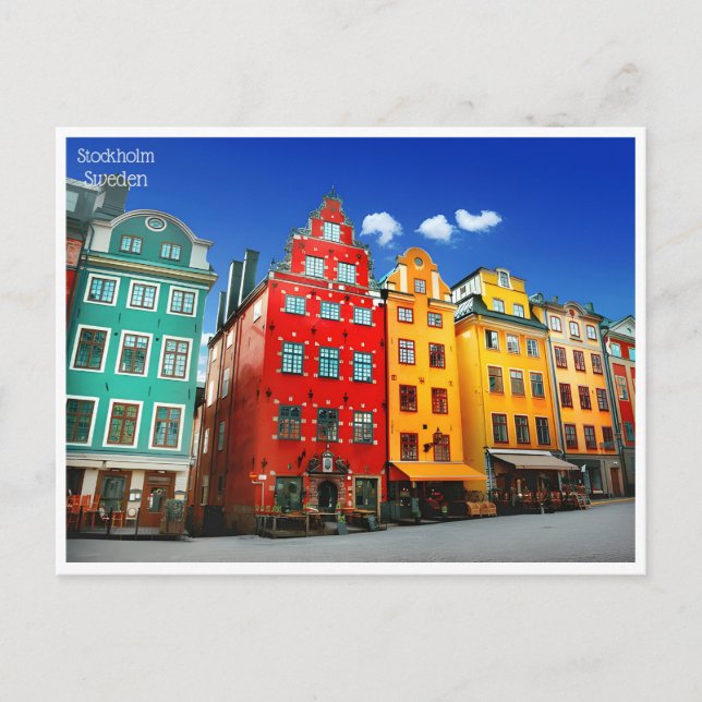 Postal retro de viaje vintage Estocolmo Suecia Suède (Anverso)