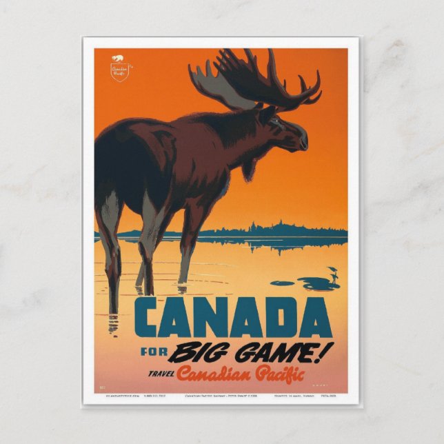 Postal Retro de viajes de Canadá de Vintage (Anverso)