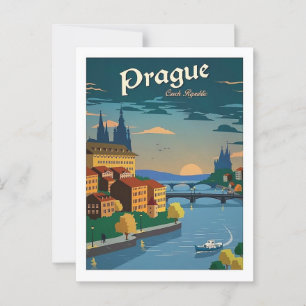 Postal Retro de viajes de la República Checa de Praga