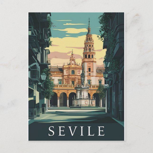 Postal Retro de Viajes de Sevilla España (Anverso)