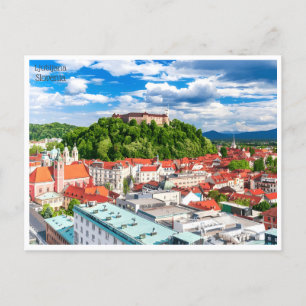 Postal retro de viajes vintage Ljubljana Eslovenia Slovén