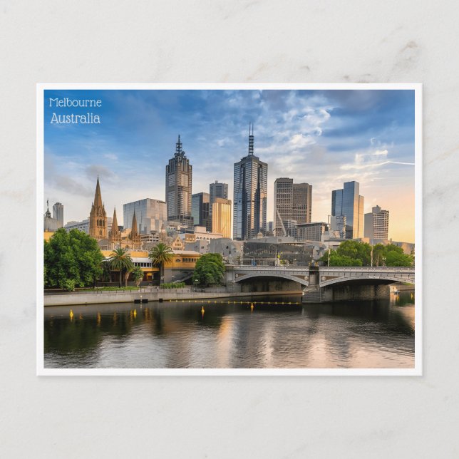 Postal retro de viajes vintage Melbourne Australia austra (Anverso)