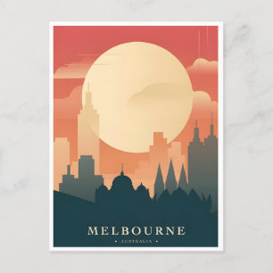 Postal retro de viajes vintage Melbourne Australia austra