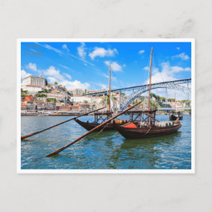 Postal retro de viajes vintage turismo Oporto Portugal