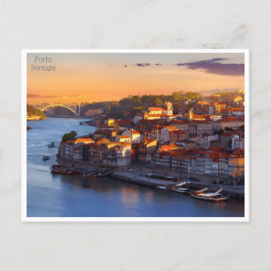 Postal retro de viajes vintage turismo Oporto Portugal