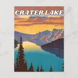Postal Retro del ilustracion del Parque Nacional Crater L