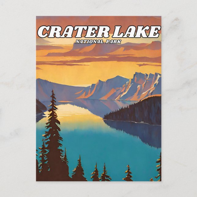 Postal Retro del ilustracion del Parque Nacional Crater L (Anverso)