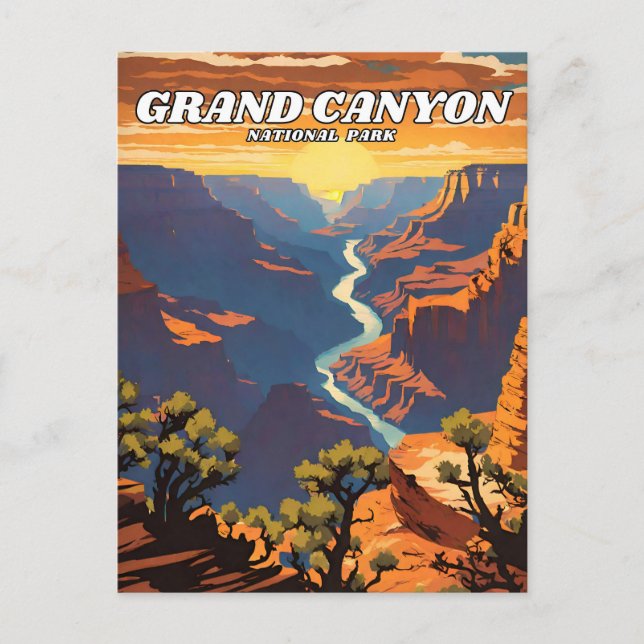 Postal Retro del ilustracion del Parque Nacional del Gran (Anverso)