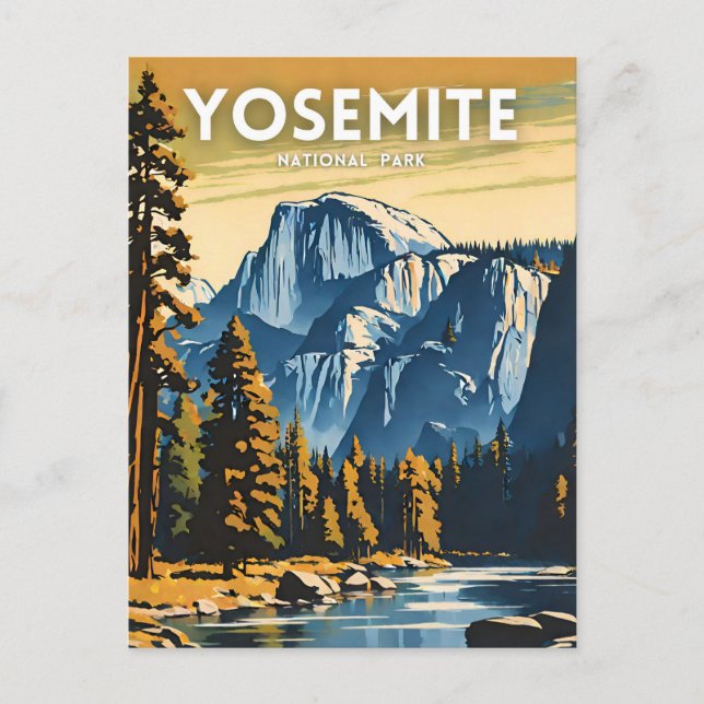 Postal Retro del Parque Nacional Yosemite (Anverso)