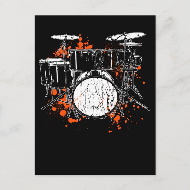 Postal Retro Drum Set Music Drummer (Anverso)