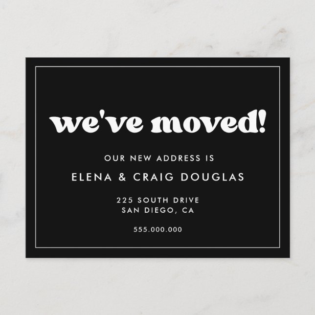 Postal Retro elegante Hemos movido nueva dirección (Anverso)