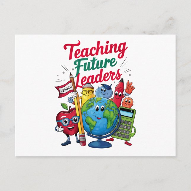 Postal Retro Enseñanza Líderes Futuros Profesor Escuela  (Anverso)