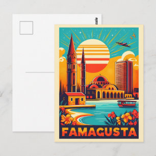 Postal Retro Famagusta Beach Cyprus souvenirs y regalos