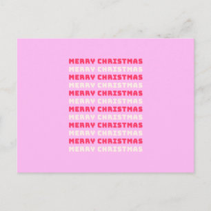 Postal Retro Feliz Navidad Pink Holiday Decppy Preppy