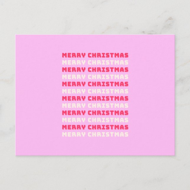 Postal Retro Feliz Navidad Pink Holiday Decppy Preppy (Anverso)