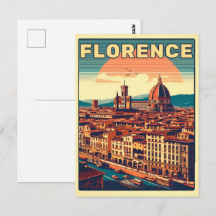 Postal Retro Florencia, regalos de viaje de firenze itali