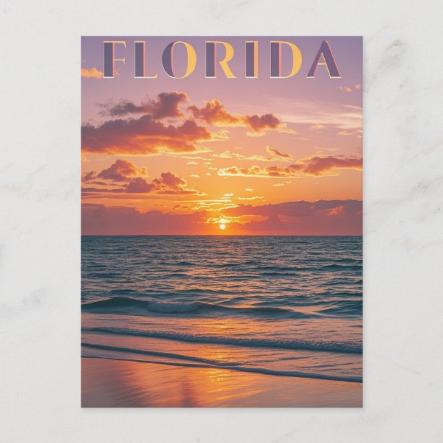 Postal Retro Florida Beach Sunset: Sueños Costeros y Vint (Anverso)