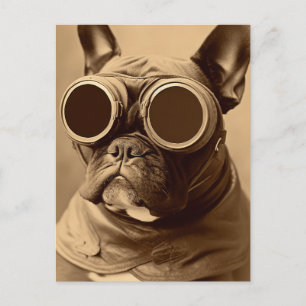 Postal Retro Frenchie Sepia