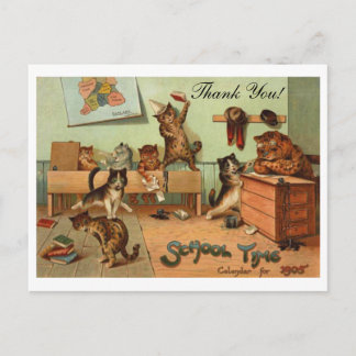 Postal Retro Funny School Anthropomorphic Cats Thank You
