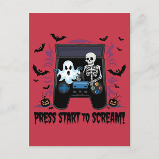 Postal Rétro Gamer Halloween - Squelette Borne d'arcade