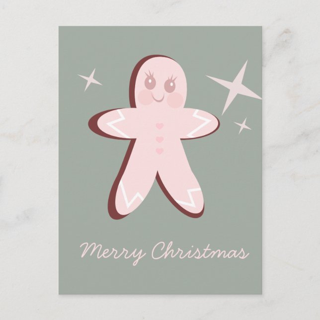 Postal Retro Gingerbread Cookies Groovy Navidades (Anverso)