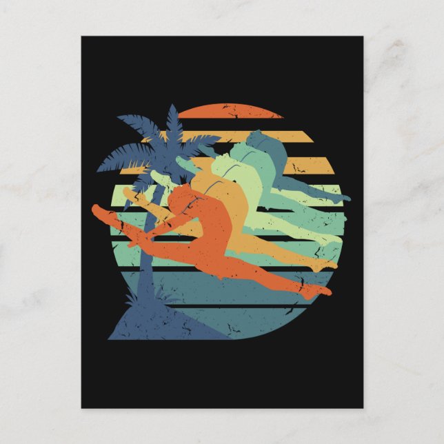 Postal Retro Graciosa Gimnasia Mujeres Amante de Deportes (Anverso)