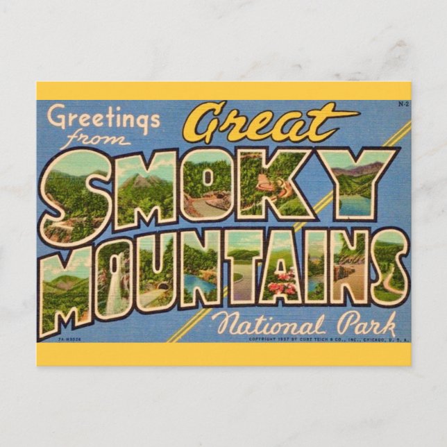 Postal Retro Grandes Montañas Humeantes (Anverso)