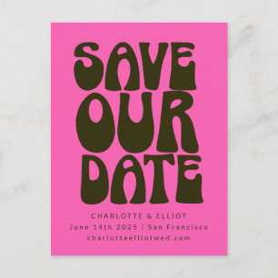 Postal Retro Groovy 70s Negrita Rosa Caliente Verde Guard