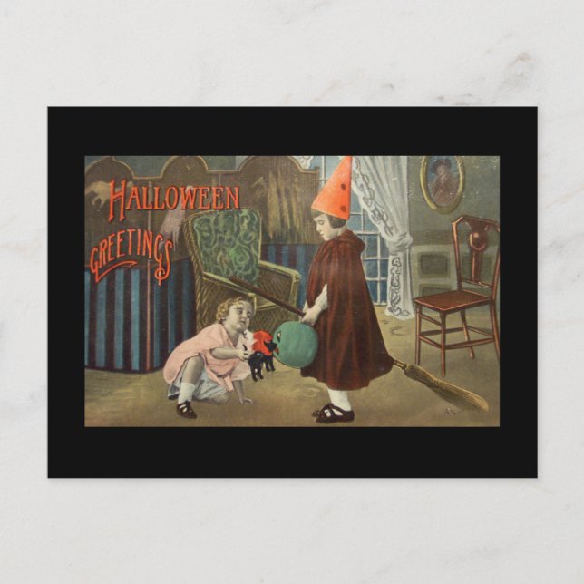 Postal RETRO HALLOWEEN Postcard "HALLOWEEN GREETINGS" (Anverso)