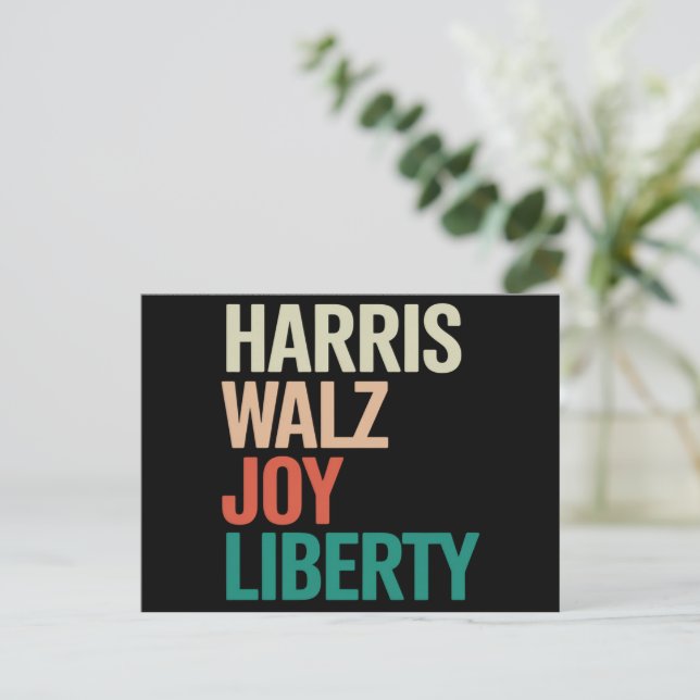 Postal Retro Harris Waltz 2024 Harris Walz Joy Liberty (Anverso de pie)