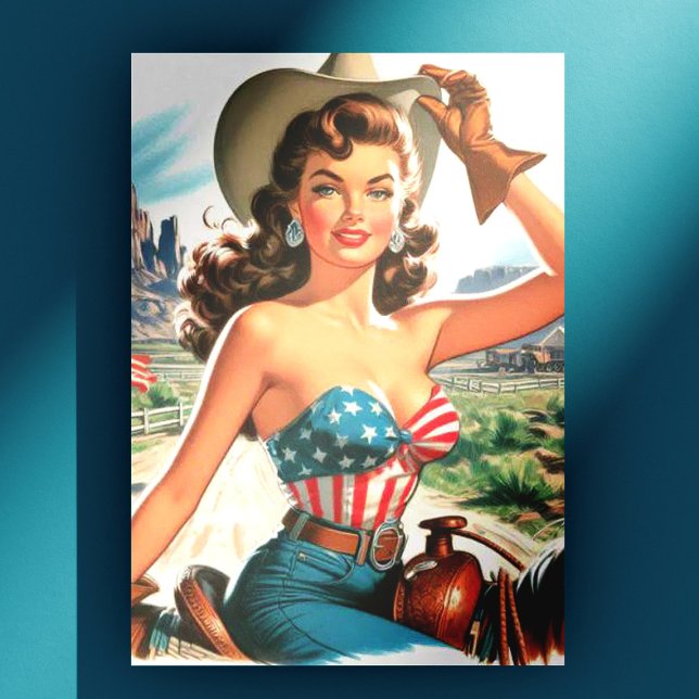 Postal Retro Hermosa Cowgirl Pin Up (Subido por el creador)