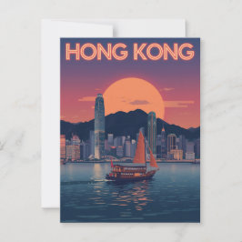 Postal Retro Hong Kong Sunset