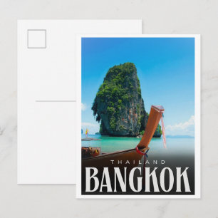 Postal Retro horizonte de la ciudad de Bangkok - regalos 