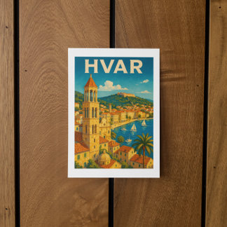 Postal Retro Hvar Croacia Costa Adriática Viajes