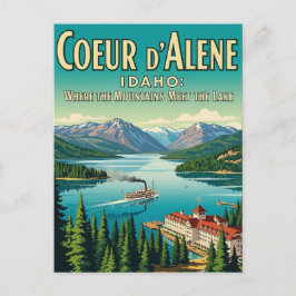 Postal Retro Idaho del Lago Coeur d'Alene