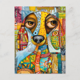 Postal retro-inspired pop-art dog face with vibrant shade