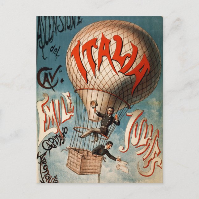 Postal Retro Italia Europa Viajes de época (Anverso)