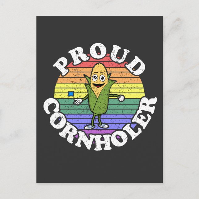 Postal Retro LGBT Orgulloso Cornholer T-Shirt (Anverso)