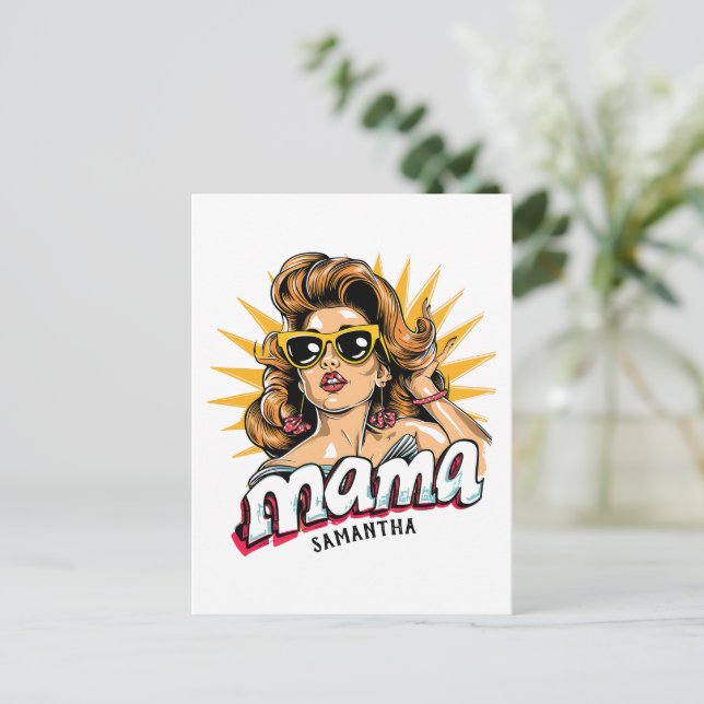 Postal Retro mamá pop Art 1 personalizado (Anverso de pie)