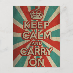Postal Retro Mantenga La Calma Y Continúe