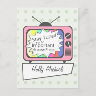 Postal retro: Mantente atento....Pink TV Set