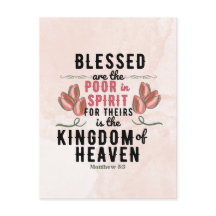 Retro Matthew 5:3 Tulips Watercolor