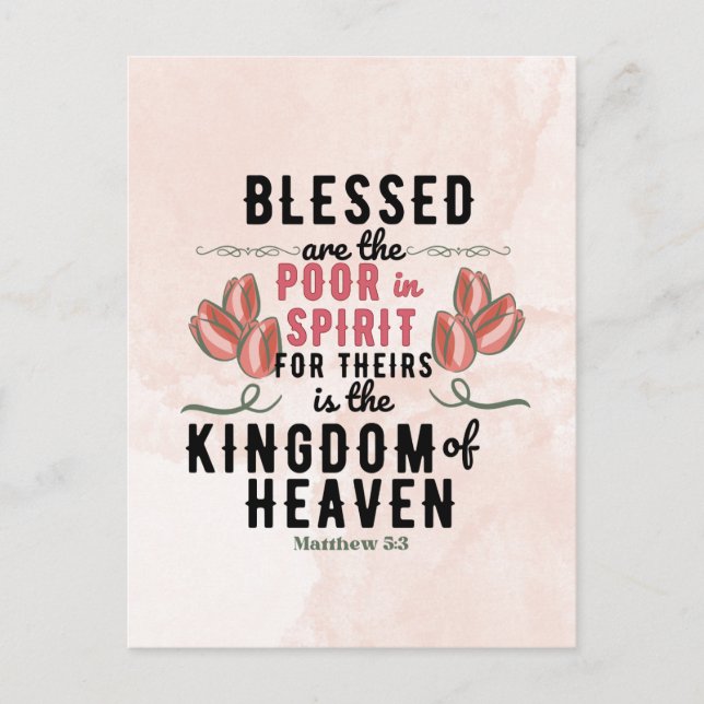 Postal Retro Matthew 5:3 Tulips Watercolor (Anverso)
