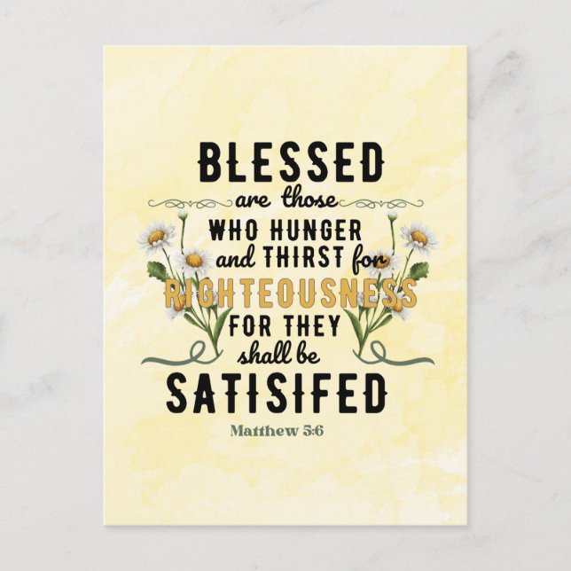 Postal Retro Matthew 5:6 Daisies acuarela (Anverso)
