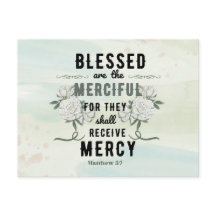 Retro Matthew 5:7 Biblia Verse Postcard