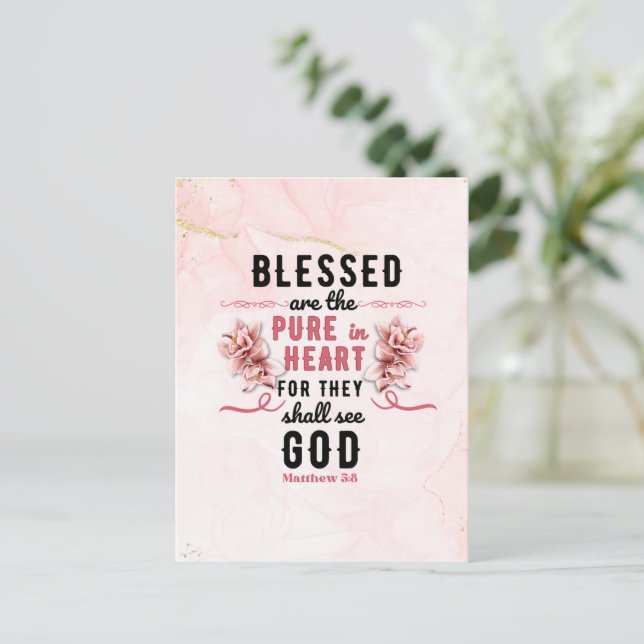 Postal Retro Matthew 5:8 Calla Lillies Watercolor (Anverso de pie)